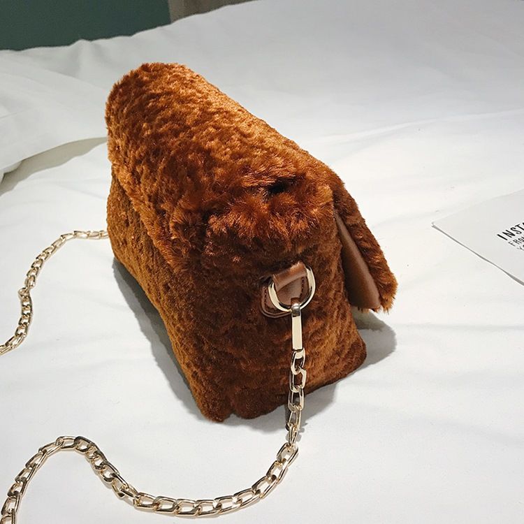 Lås Vanlige Velour Rektangel Crossbody Vesker