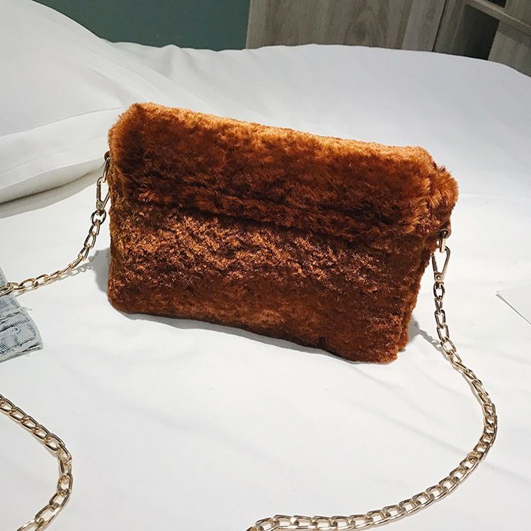 Lås Vanlige Velour Rektangel Crossbody Vesker