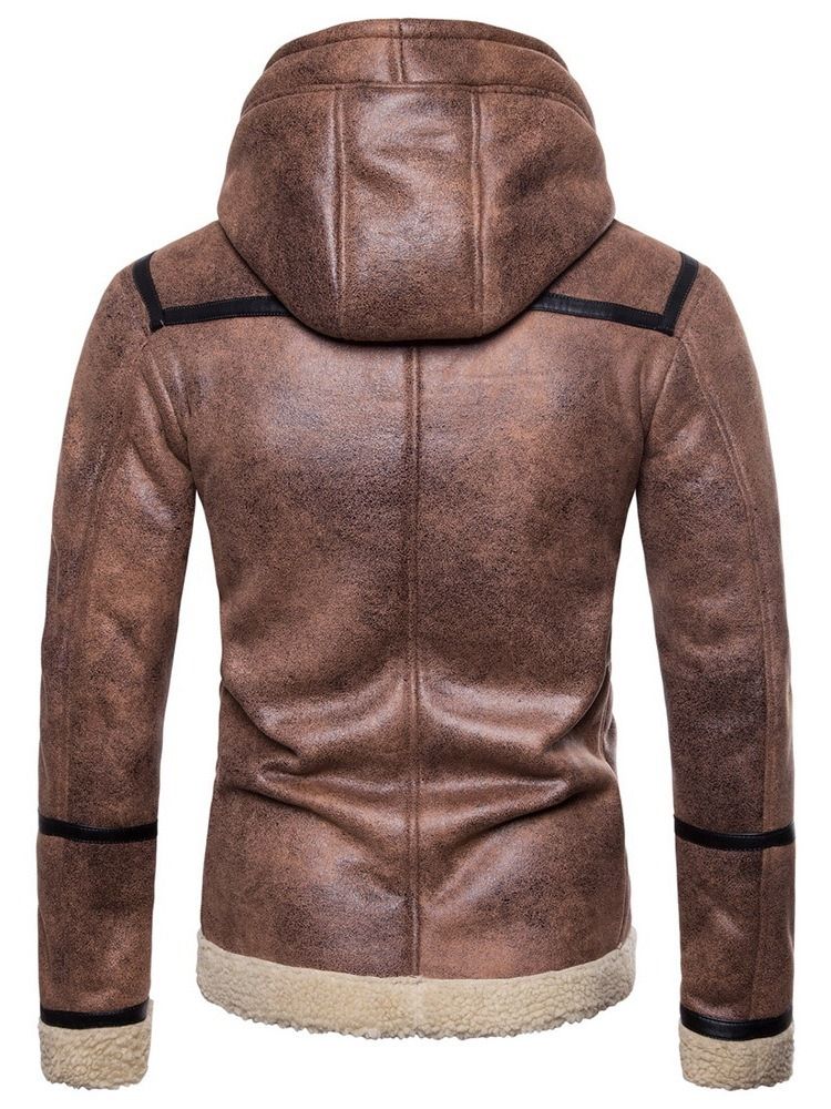 Color Block Patchwork Hooded Zipper Herre Slim Jacket