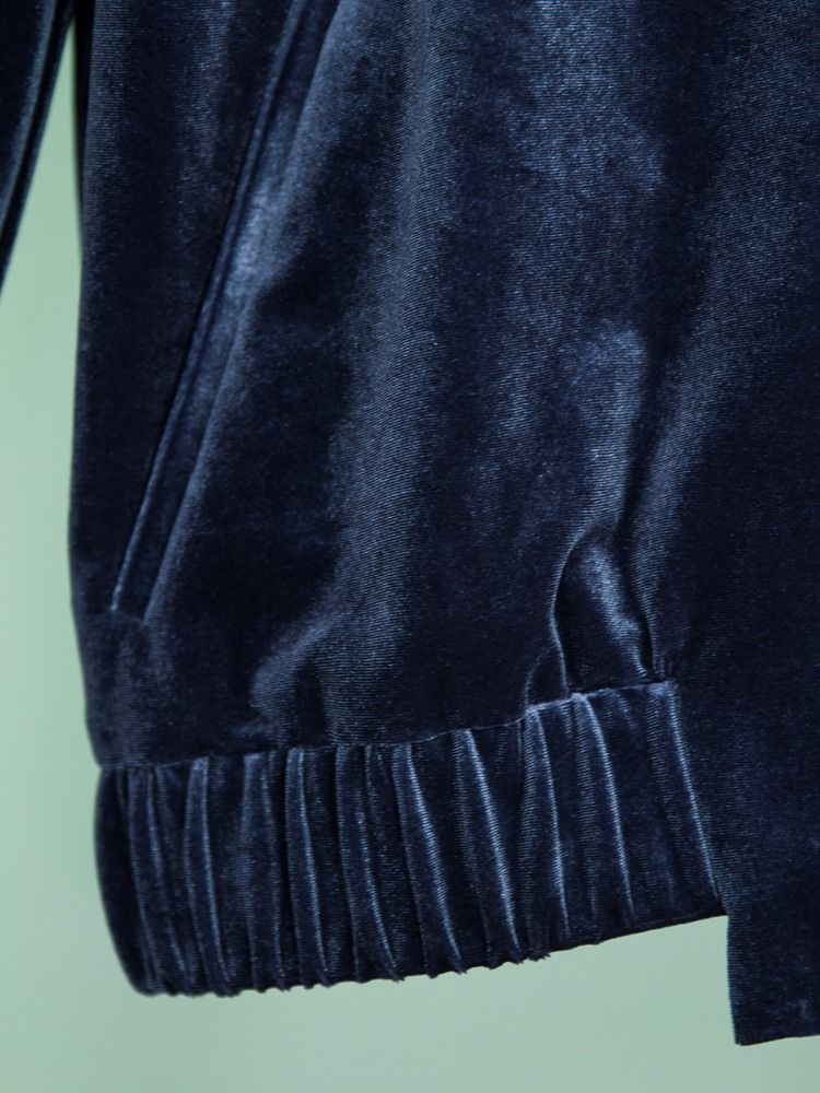 Loose Hooded Plain Zipper Dame Jacket