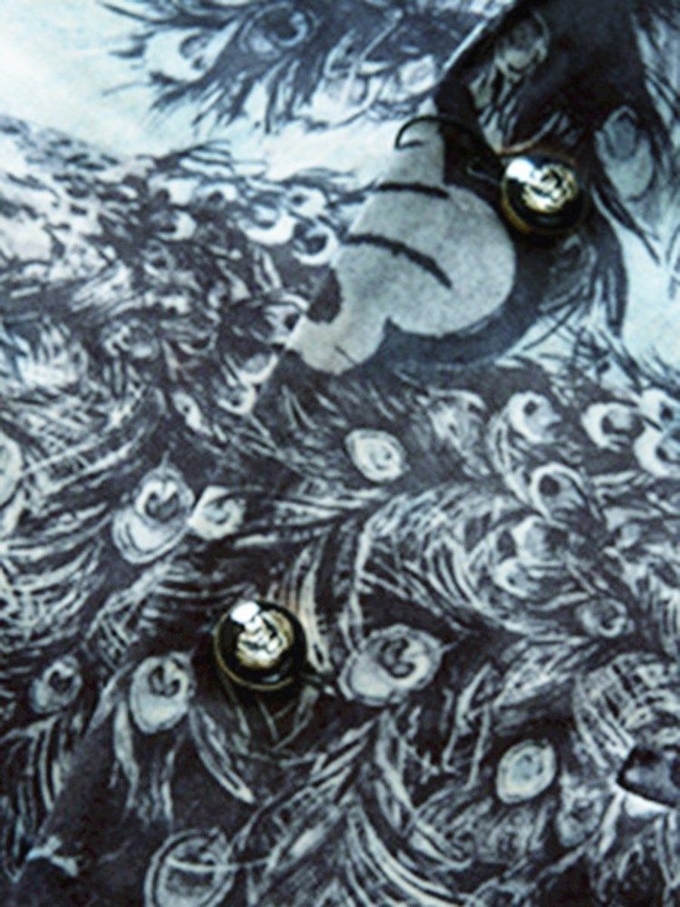 Single-breasted 3d Peacock Print Classic Vogue Blazer For Menn